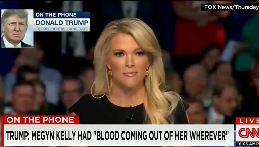 Donald Trump said his comment that Megyn Kelly had blood coming out of her 'wherever' are being misunderstood in a CNN "State of the Union" interview Aug. 9. (Screenshot)