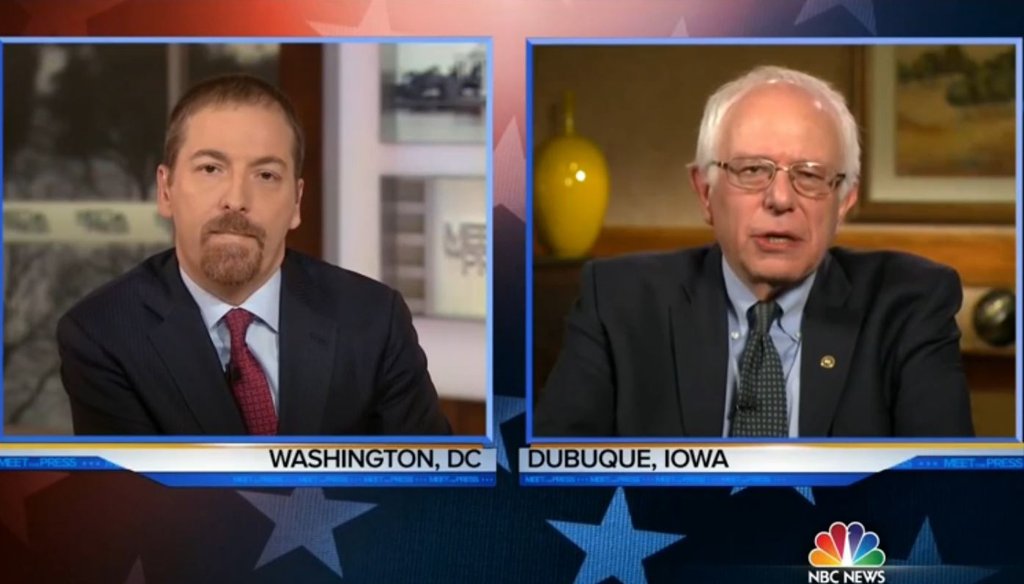 Sen. Bernie Sanders said he can take Donald Trump in the general election, criticizing Trump for his climate change claims Jan. 24 on "Meet the Press." (Screengrab)