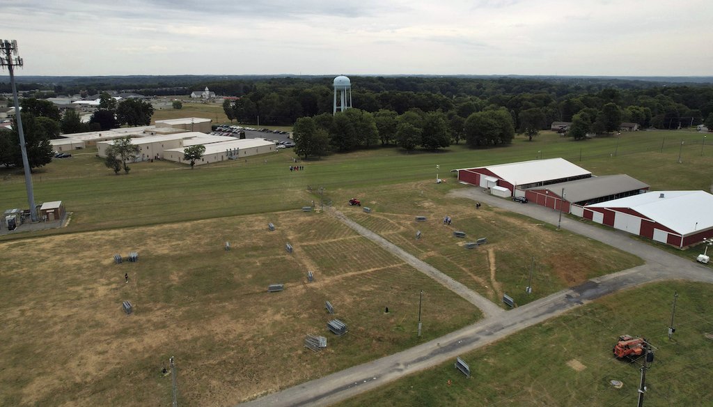 A view of the site of the July 13, 2024, Trump campaign rally on the grounds of the Butler Farm Show, seen on July 22, 2024, in Butler, Pa. (AP)