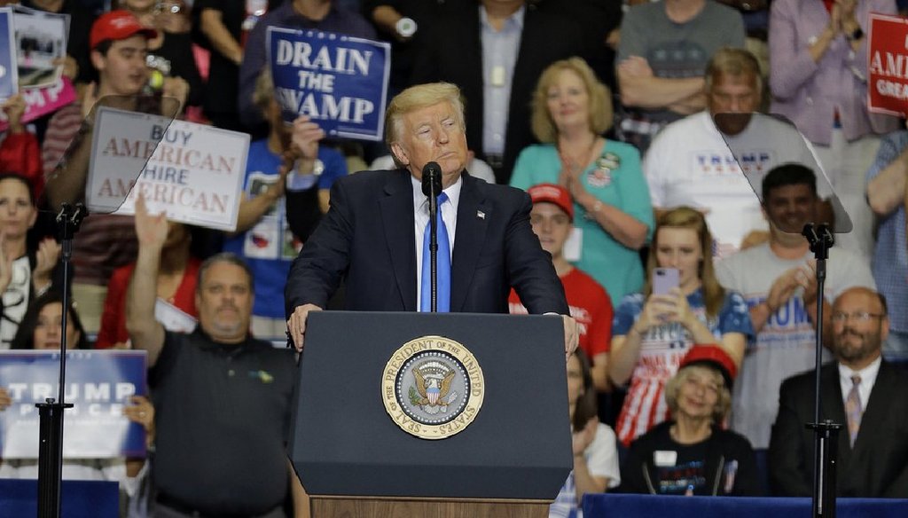 President Donald Trump called Obamacare a "nightmare" at a rally in Youngstown, Ohio days before the Senate rejected repeal. (AP)