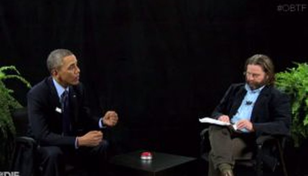 President Barack Obama plugged healthcare.gov on "Between Two Ferns" with Zach Galifianakis.