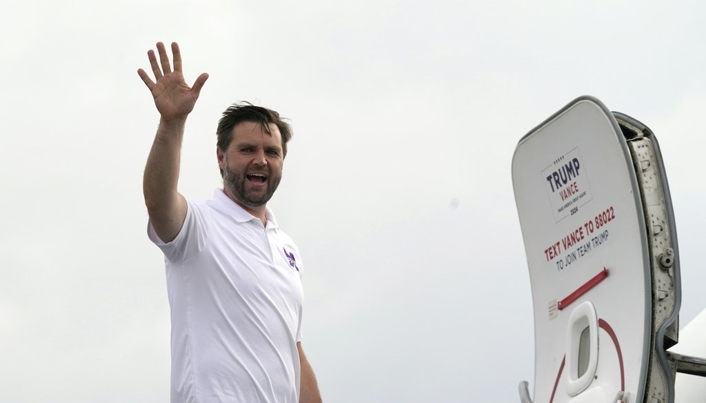 Sen. JD Vance, R-Ohio, the 2024 Republican vice presidential nominee, waves Sept. 14, 2024, following a campaign event in Greenville, N.C. (AP)