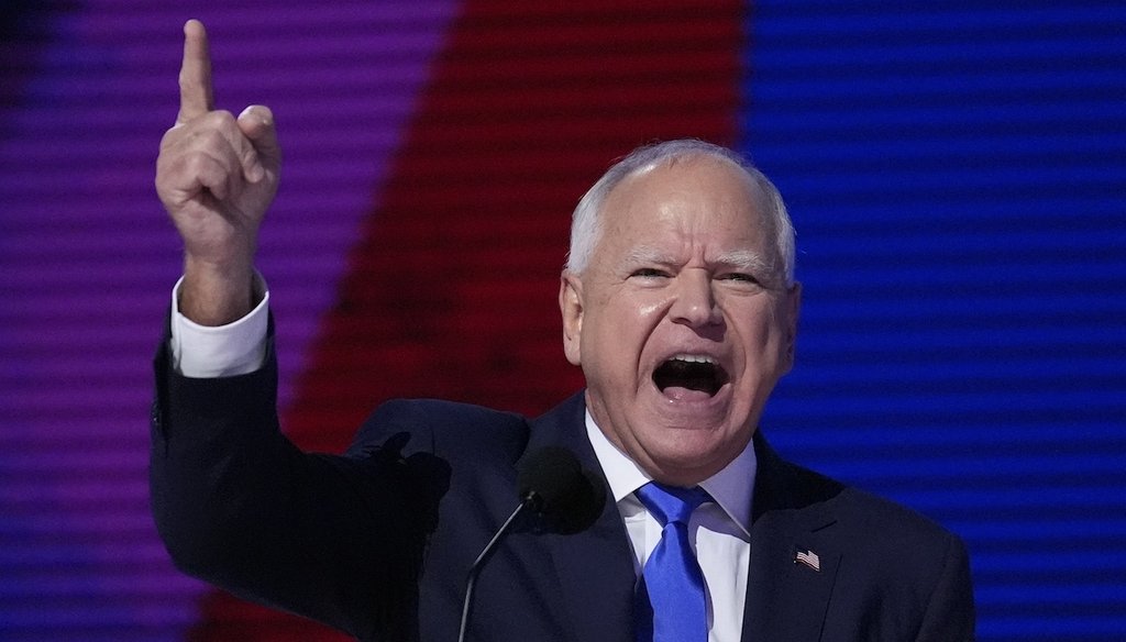 Minnesota Gov. Tim Walz speaks Aug. 21, 2024, after accepting the Democratic vice presidential nomination the Democratic National Convention in Chicago. (AP)