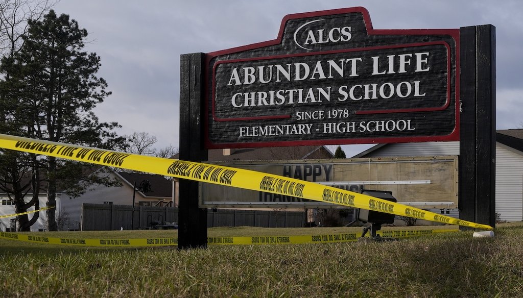 Police tape is seen outside the Abundant Life Christian School, Dec. 17, 2024 in Madison, Wis., following a shooting on Monday. (AP)