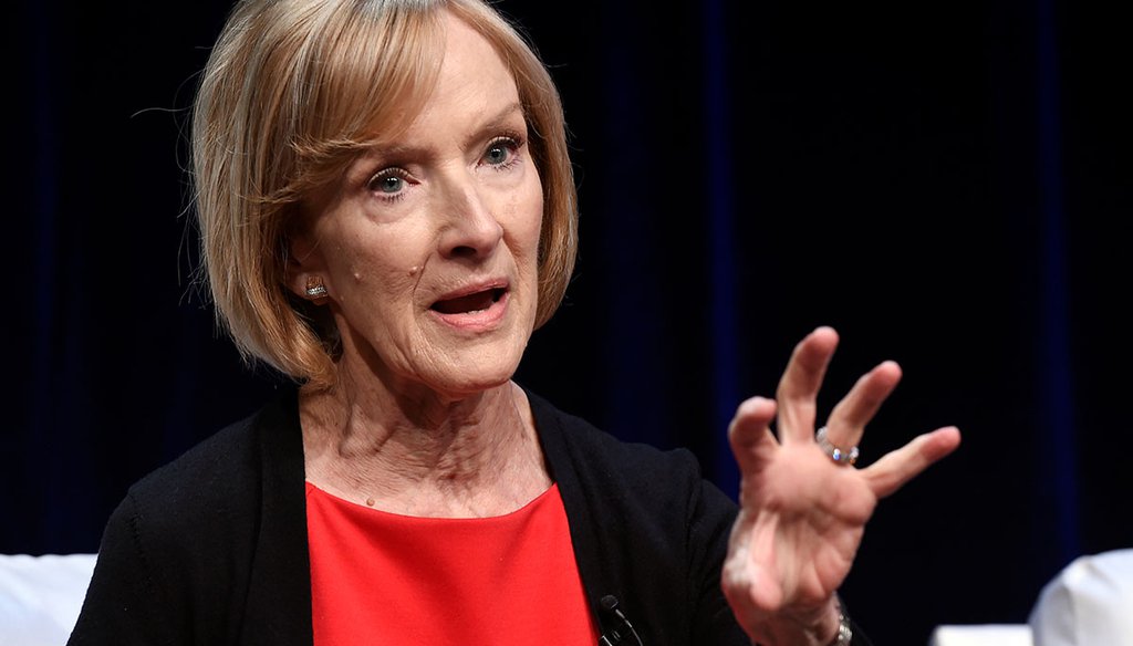 PBS Newshour anchor and Managing Editor Judy Woodruff particpates in a panel discussion July 31, 2018, during the Television Critics Association Summer Press Tour in Beverly Hills, Calif. (AP)