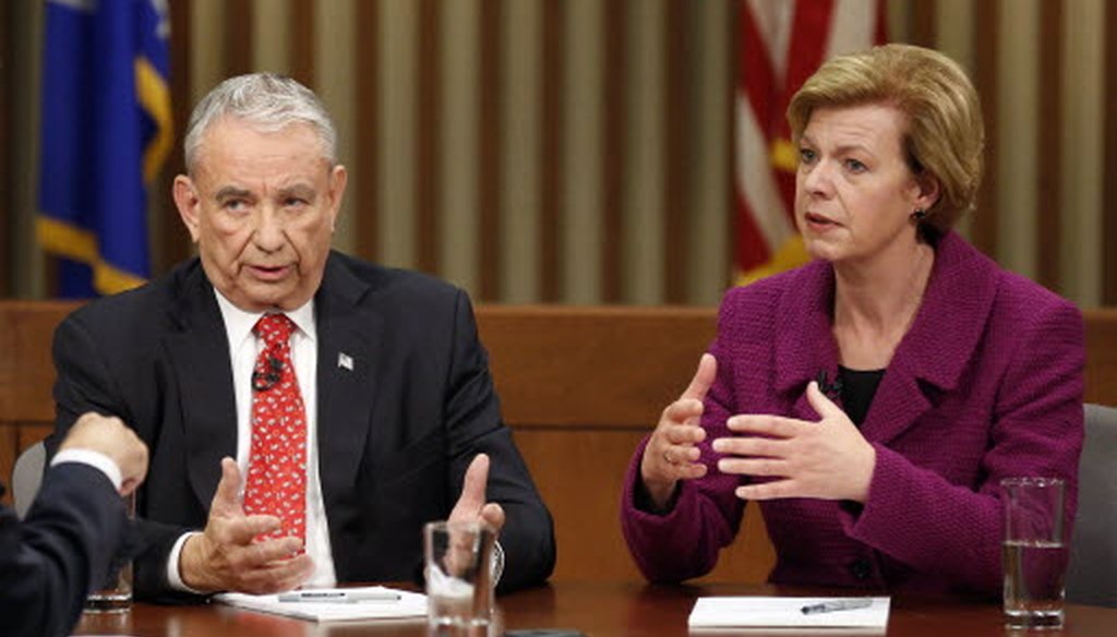 Tommy Thompson and Tammy Baldwin exchanged remarks in the final US Senate debate, on Oct. 26, 2012