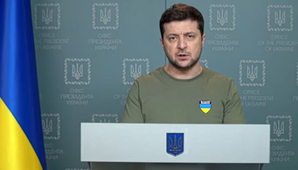 In this image taken from video provided by the Ukrainian Presidential Press Office, Ukrainian President Volodymyr Zelensky speaks to the nation in Kyiv, Ukraine, on March 3, 2022. (AP)