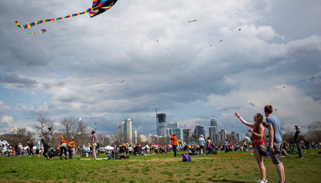 Zilker Park, among big Austin city parks lately home to recycling bins, hosted the Zilker Park ABC Home Kite Festival in Austin, Texas on March 4, 2018 (Thao Nguyen/FOR AUSTIN AMERICAN-STATESMAN).