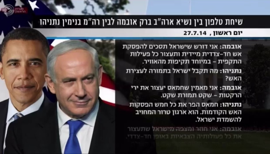 An Israeli television station says it was leaked the transcript of a call between President Barack Obama and Israeli Prime Minister Benjamin Netanyahu.