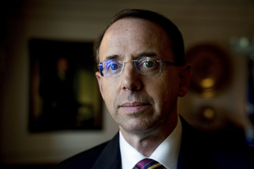 Deputy Attorney General Rod Rosenstein poses for a photograph at the Department of Justice, June 2, 2017. (AP Photo/Andrew Harnik)
