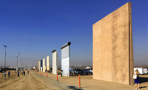 This Oct. 26, 2017 file photo shows prototypes of border walls in San Diego. (AP/Elliott Spagat)