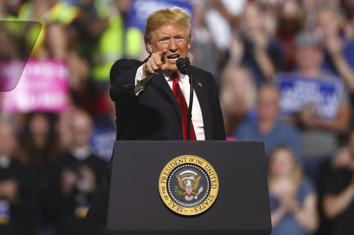 President Donald Trump holds a rally on July 5, 2018, in Great Falls, Mont. (AP/Jim Urquhart)