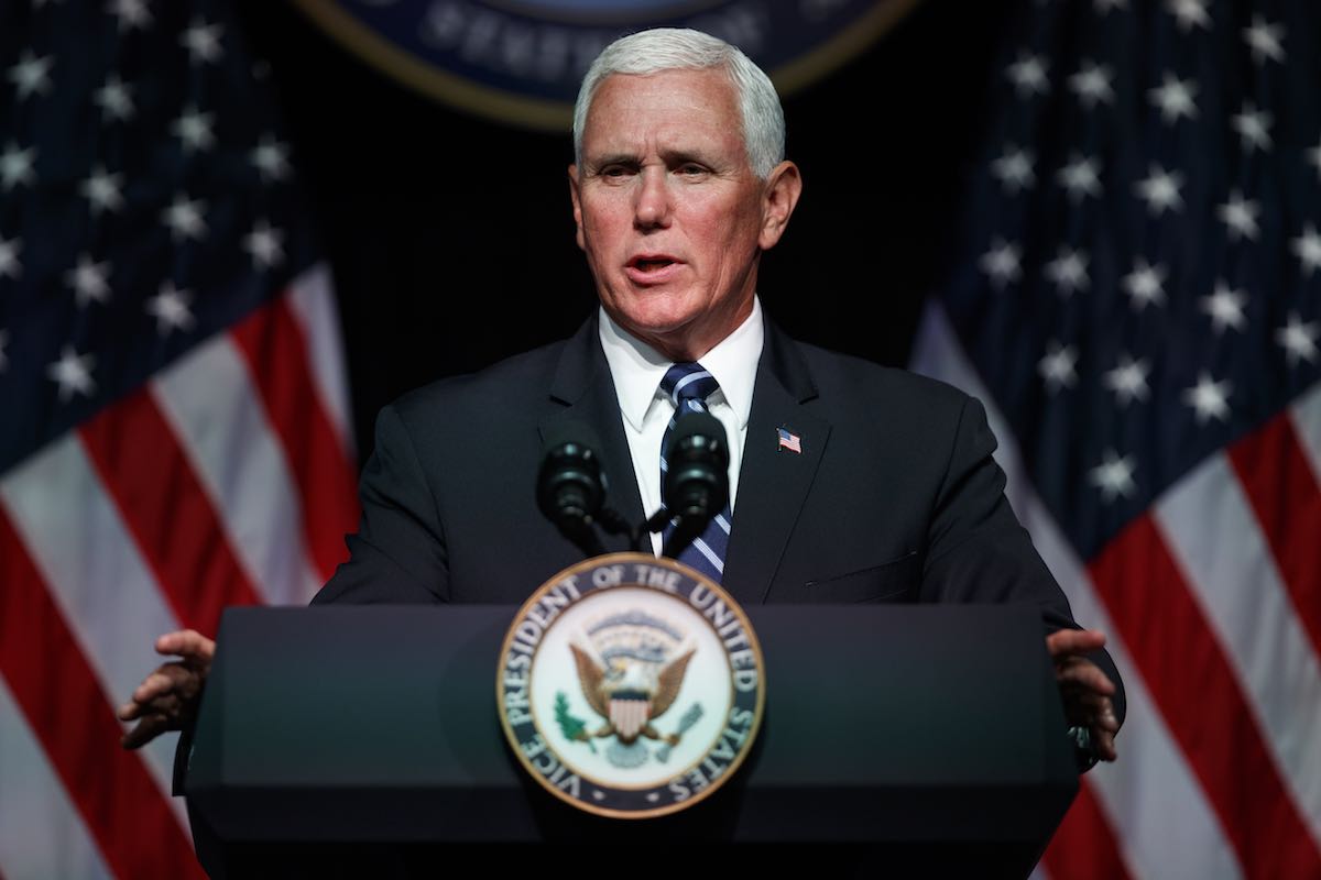 Vice President Mike Pence announces the creation of the Space Force at the Pentagon on Aug. 9, 2018.