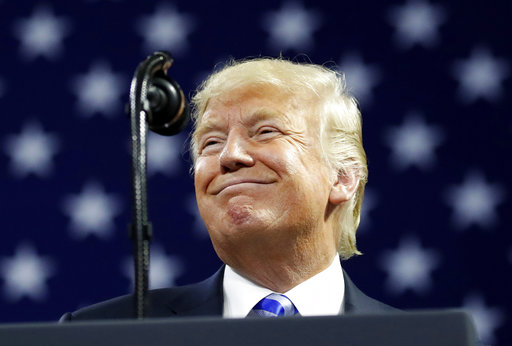 President Donald Trump pauses while speaking during a rally on Aug. 21, 2018, in Charleston, W.Va. (AP/Alex Brandon)