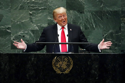 President Donald Trump addresses the 73rd session of the United Nations General Assembly, at U.N. headquarters, Sept. 25, 2018. (AP Photo/Richard Drew)
