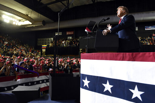 President Donald Trump speaks during a rally in El Paso, Texas, Monday, Feb. 11, 2019. (AP Photo/Susan Walsh)