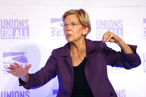 Democratic presidential candidate Sen. Elizabeth Warren, D-Mass., speaks at the SEIU Unions For All Summit on Oct. 4, 2019, in Los Angeles. (AP)