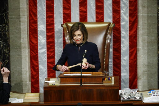 House Speaker Nancy Pelosi, D-Calif., holds the gavel as House members vote on the second article of impeachment against President Donald Trump, on Dec. 18, 2019. (AP)