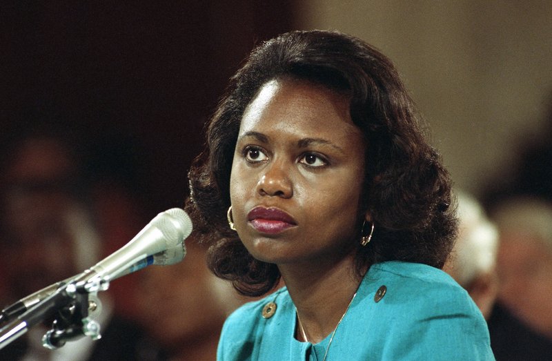 In this Oct. 11, 1991 file photo University of Oklahoma law professor Anita Hill testifies before the Senate Judiciary Committee on the nomination of Clarence Thomas to the Supreme Court on Capitol Hill.(AP Photo, File)