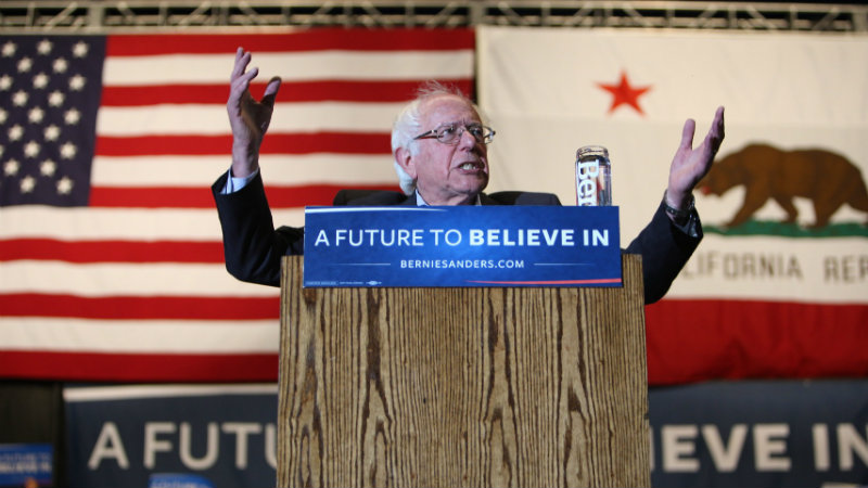 In this file photo from May 9, 2016, Vermont Sen. Bernie Sanders campaigned in Sacramento, Calif., ahead of the state's June primary. Andrew Nixon / Capital Public Radio