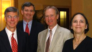 Then-U.S. Ambassador William Taylor, Akhmetov lawyer Mark MacDougall, Lincoln Chafee and Toby Trister Gati, former U.S. Assistant Secretary of State for Intelligence and Research, in Ukraine in 2007 / Photo courtesty Mark MacDougall