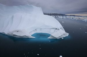An iceberg off the coast of Ammasalik, Greenland, steadily melts.