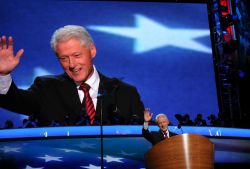 Former U.S. President Bill Clinton gestures while speaking during day two of the DNC in Charlotte on Wednesday night. President Barack Obama’s nomination acceptance speech is tonight.