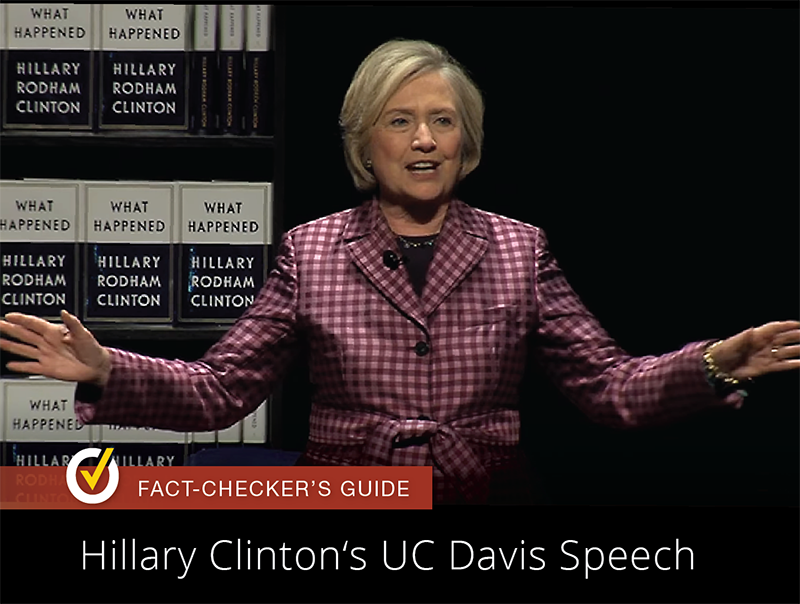 Hillary Clinton spoke at UC Davis on Oct. 9, 2017 as part of her tour promoting What Happened, her memoir of the 2016 election. Photo courtesy UC Davis.