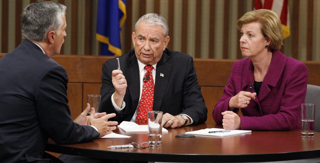 Republican U.S. Senate candidate Tommy Thompson and Democratic rival Tammy Baldwin squared off Oct. 26, 2012 in their final debate.