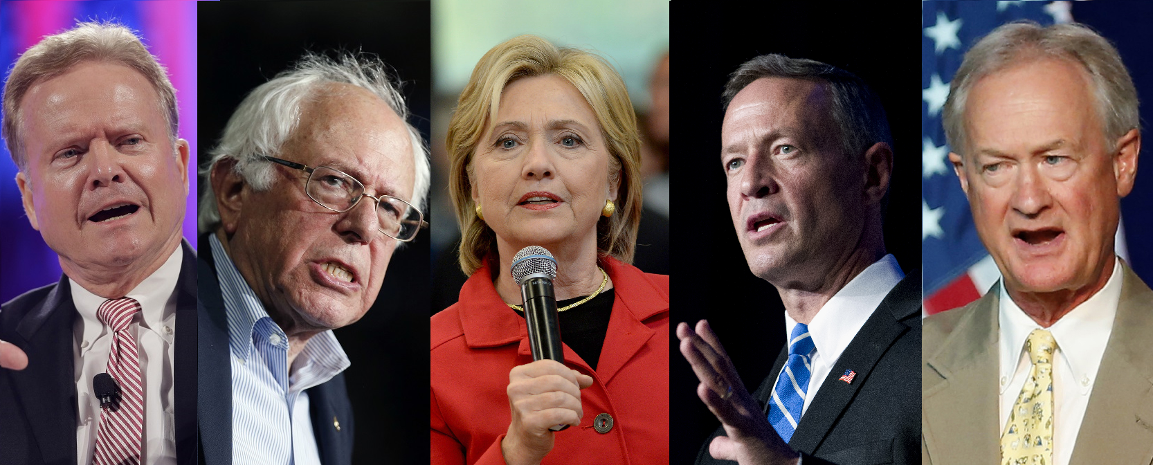 The five Democratic candidates will debate Oct. 13, 2015. (AP Photos)