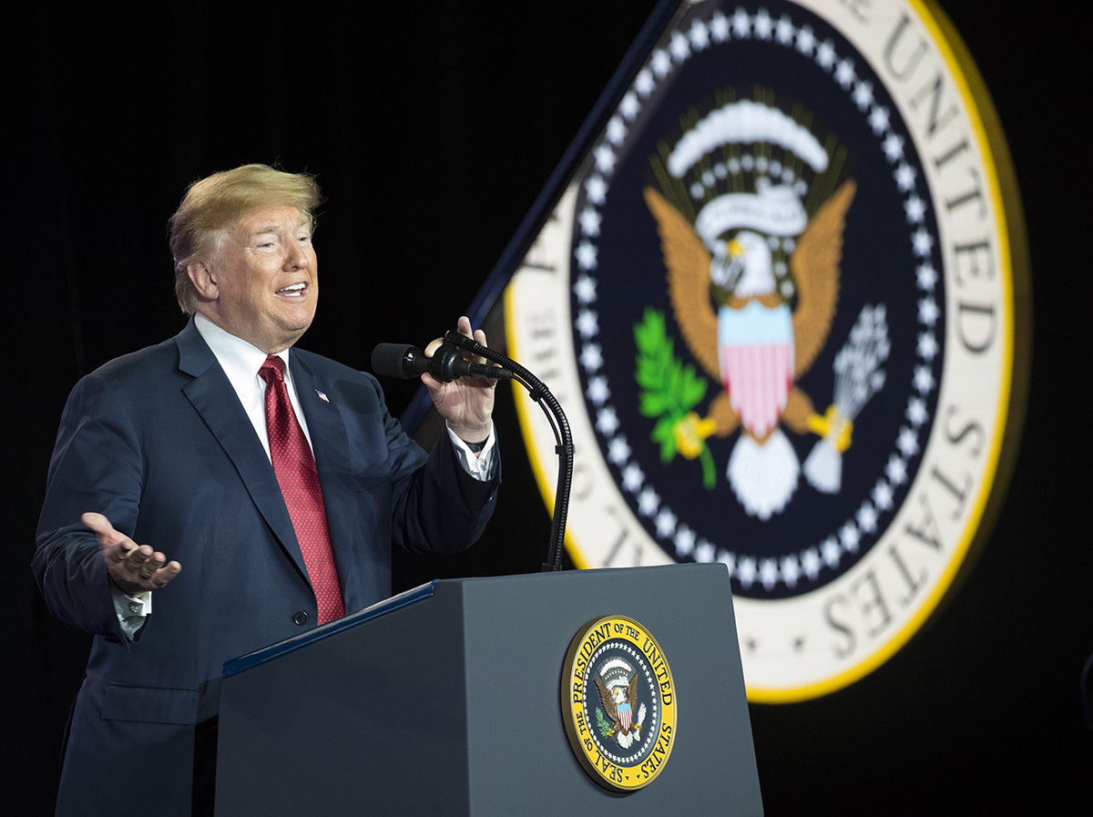 President Donald Trump misfired on a statement about presidential elections during his visit to Wisconsin in June 28, 2018. (Mark Hoffman/Milwaukee Journal Sentinel)