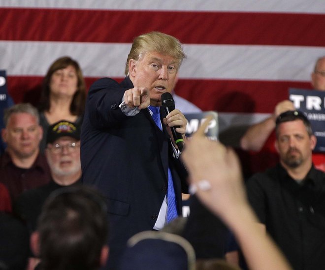 Republican presidential contender Donald Trump campaigned during a rally in Janesville, Wis., on March 29, 2016. (Rick Wood photo)