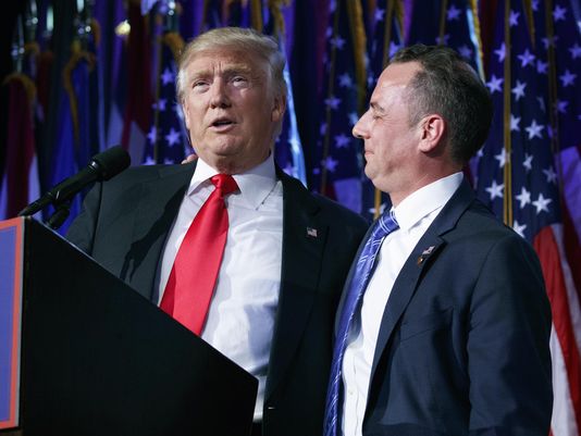 Shortly after winning election, President-elect Donald Trump (left) chose Wisconsinite Reince Priebus, the chairman of the Republican National Committee, to be his White House chief of staff. (Associated Press)