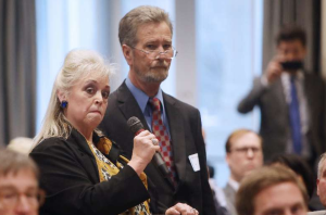 Cynthia Singletary, left, says her client, McCrae Dowless, will not testify without immunity during the public evidentiary hearing on the 9th Congressional District investigation Feb. 18.