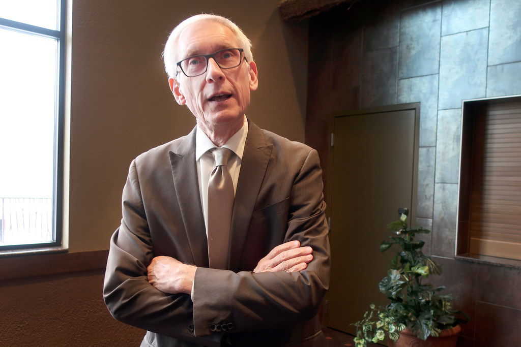 Wisconsin Democratic Gov. Tony Evers says he doesn't believe Republicans are "bastards" as he speaks with reporters Nov. 13, 2019. He used that word when talking about Republicans blocking a cabinet nominee. (AP Photo/Scott Bauer)