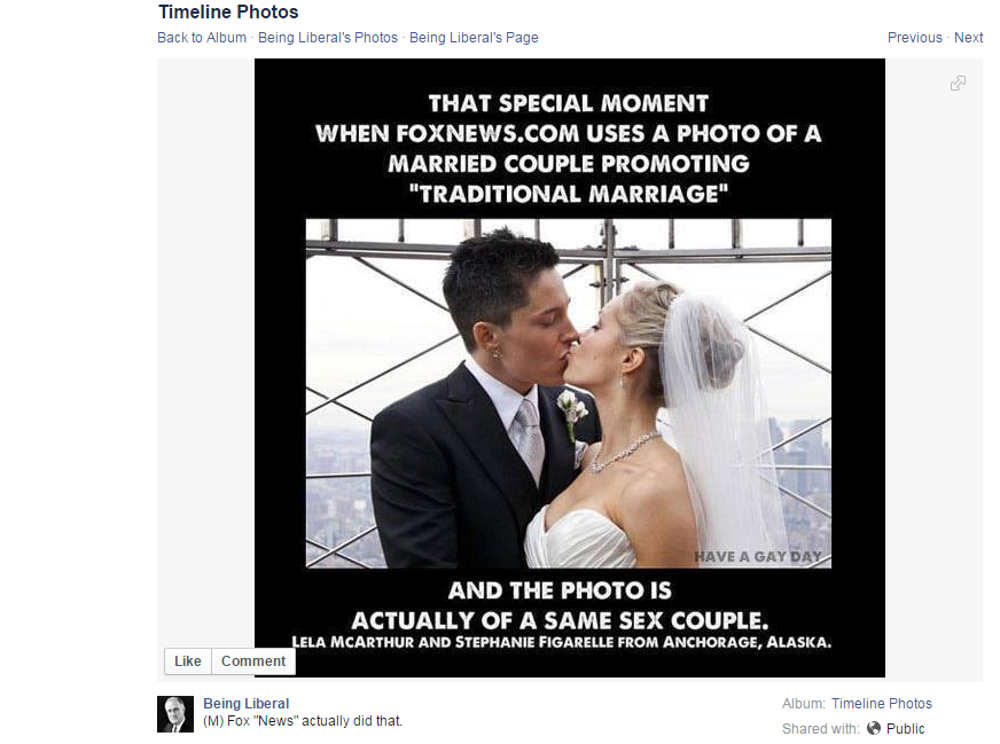 Facebook Meme Fox News Topped Opposite Sex Marriage Article With Same Sex Photo Punditfact 8195