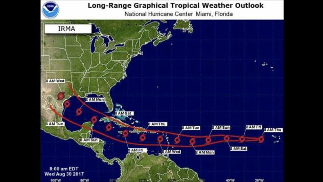 A map showing Hurricane Irma on a path to hit Houston is fake news