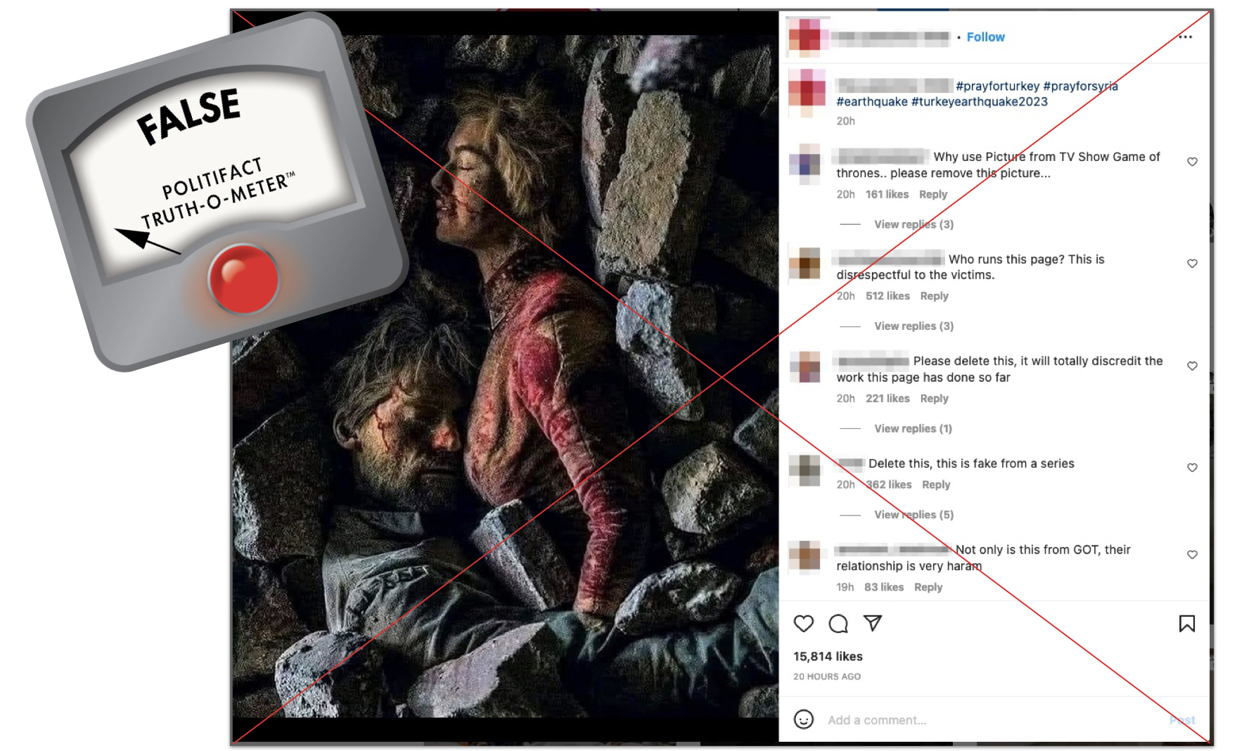 Fact Check: Instagram posts – Photo shows Game of Thrones characters, not victims of earthquake in Turkey, Syria