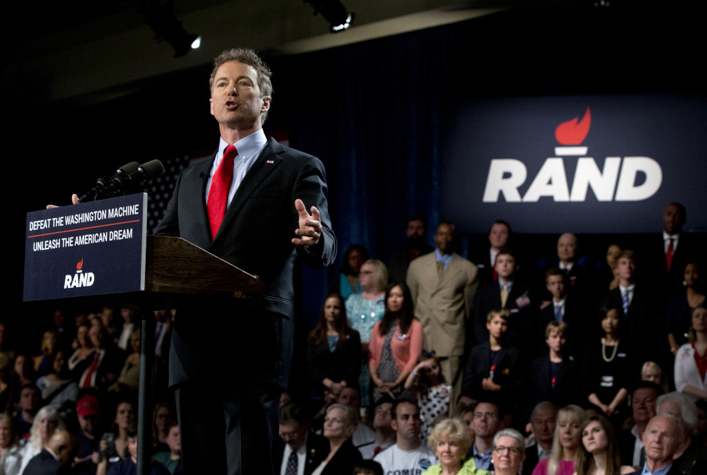 Rand Paul announces the launch of his campaign for president on April 7, 2015, in Louisville, Ky. (AP Photo)