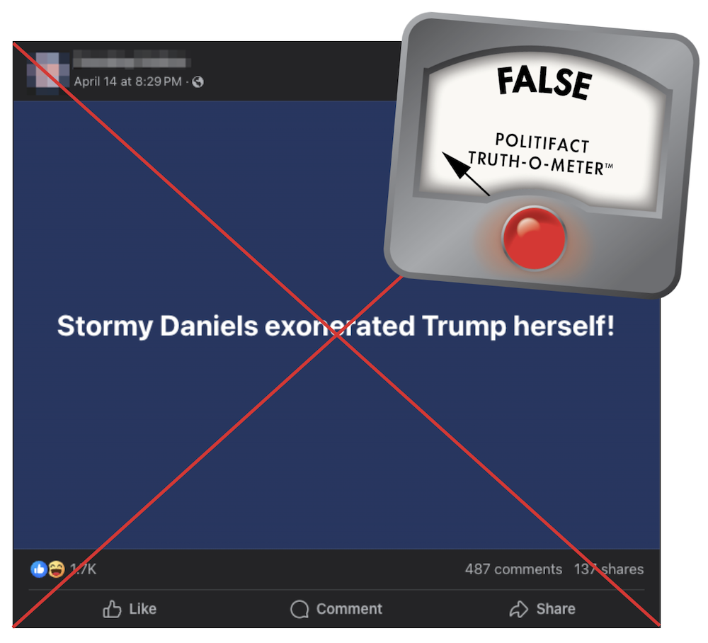 Fact Check: No, Stormy Daniels didn’t ‘exonerate’ Donald Trump