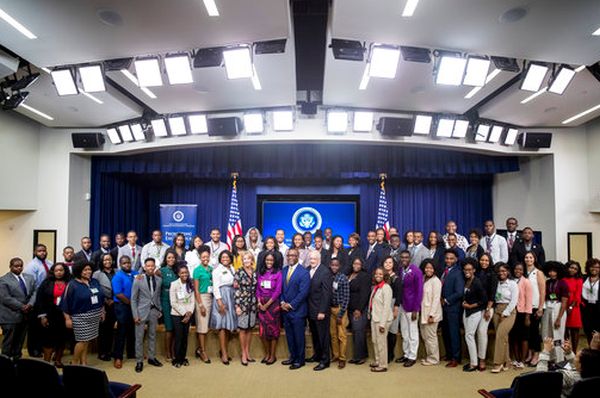 Education Secretary Betsy DeVos takes a photograph with students from historically black colleges and universities during a White House summit on Sept. 18, 2017. (AP/Andrew Harnik)