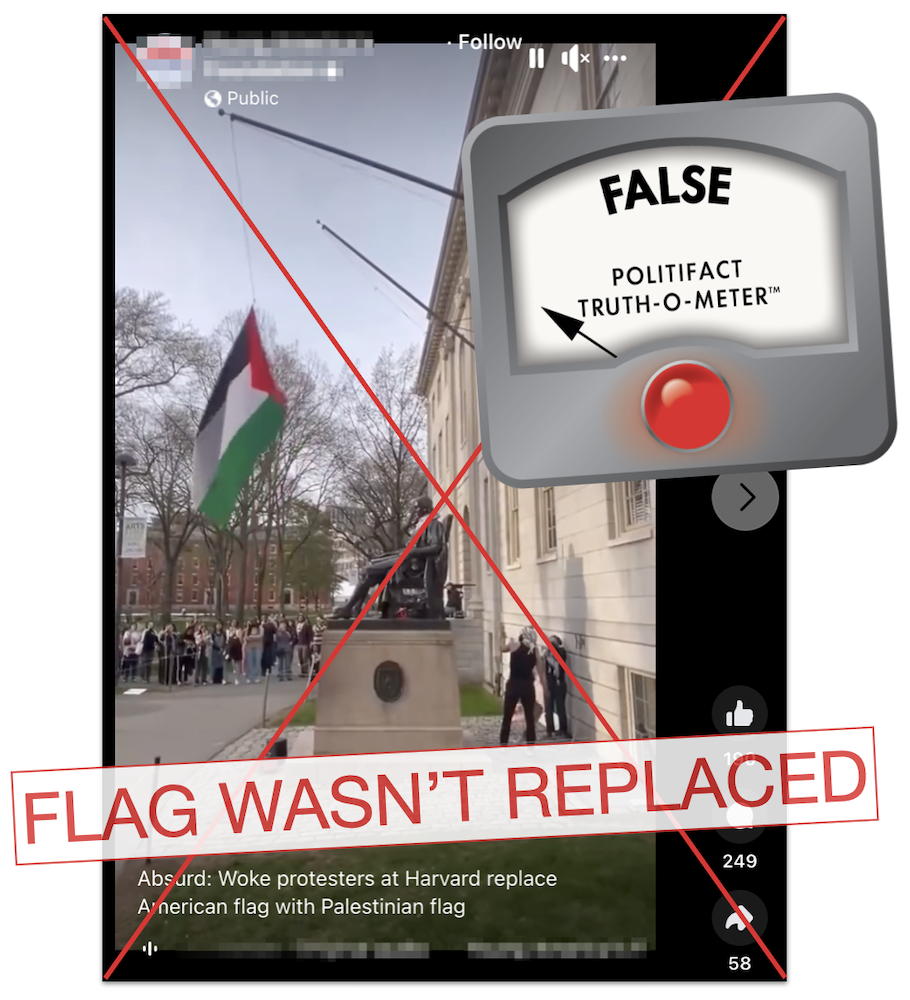 Fact Check: No, protesters at Harvard didn’t ‘replace’ the American flag with the Palestinian flag