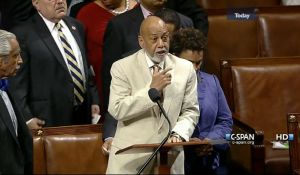 Rep. Alcee Hastings, D-Fla., and other members protested Republican efforts to strip food stamp provisions from a farm bill that passed the House on July 11, 2013.