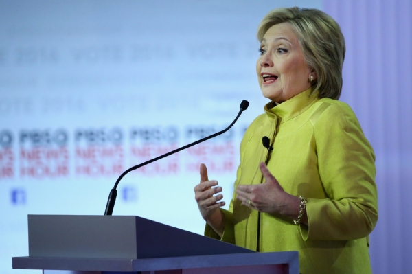 Democratic presidential candidate Hillary Clinton takes part in the PBS NewsHour Democratic presidential candidate debate at the University of Wisconsin-Milwaukee on Feb. 11, 2016. (Win McNamee/Getty Images)