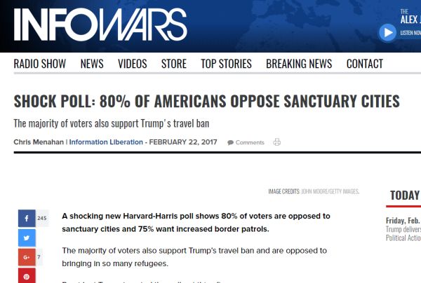This is how Infowars played the 80 percent poll figure.