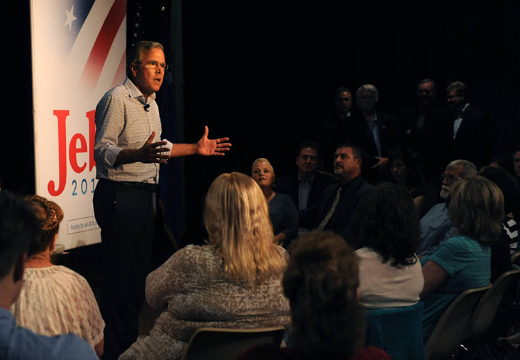 Former Florida Gov. Jeb Bush held a town hall in Carson City, Nevada on July 17, 2015. (Reno Gazette-Journal via AP)
