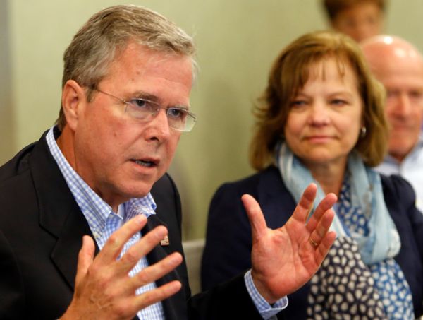 Former Florida Gov. Jeb Bush speaks during a meeting with business leaders in Portsmouth, N.H., on May 20, 2015.