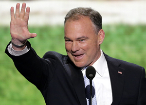 U.S. Senate candidate Tim Kaine delivered a seven-minute speech at the Democratic National Convention on Tuesday night.