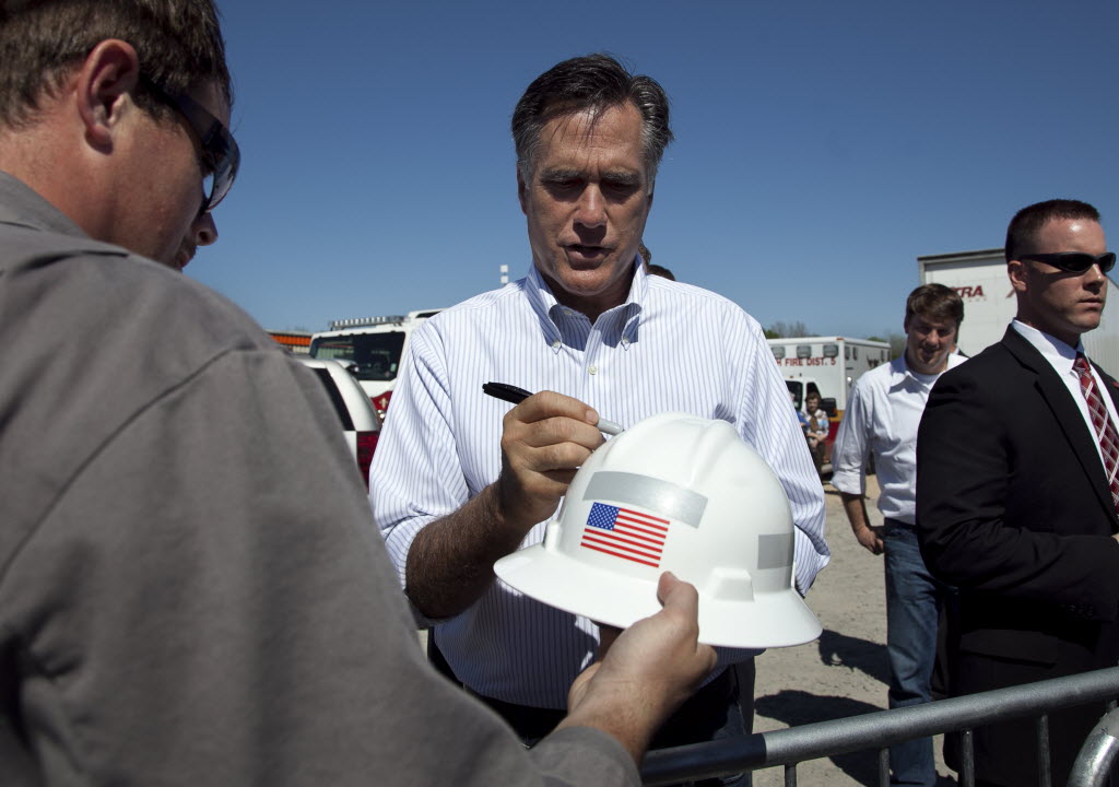 In this Associated Press photo, GOP presidential candidate Mitt Romney is shown campaigning in Louisiana. The Wisconsin primary is April 3, 2012.