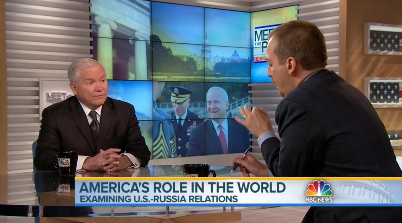 Former Defense Secretary Robert Gates (left) and Chuck Todd on "Meet the Press" Feb. 1, 2015.